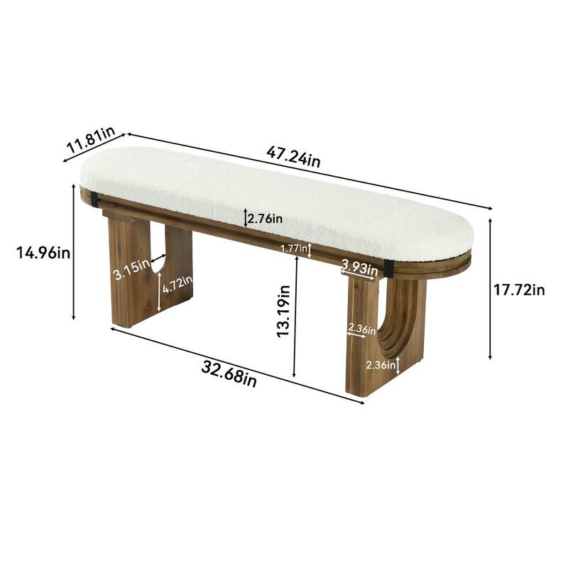 47.24" Bedroom Bench, Upholstered Bench for Bedroom End of Bed