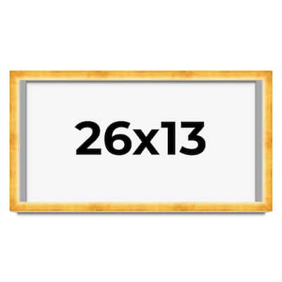 26x13 Shadow Box Frame Gold | 1.625 Inches Deep Real Wood Traditional