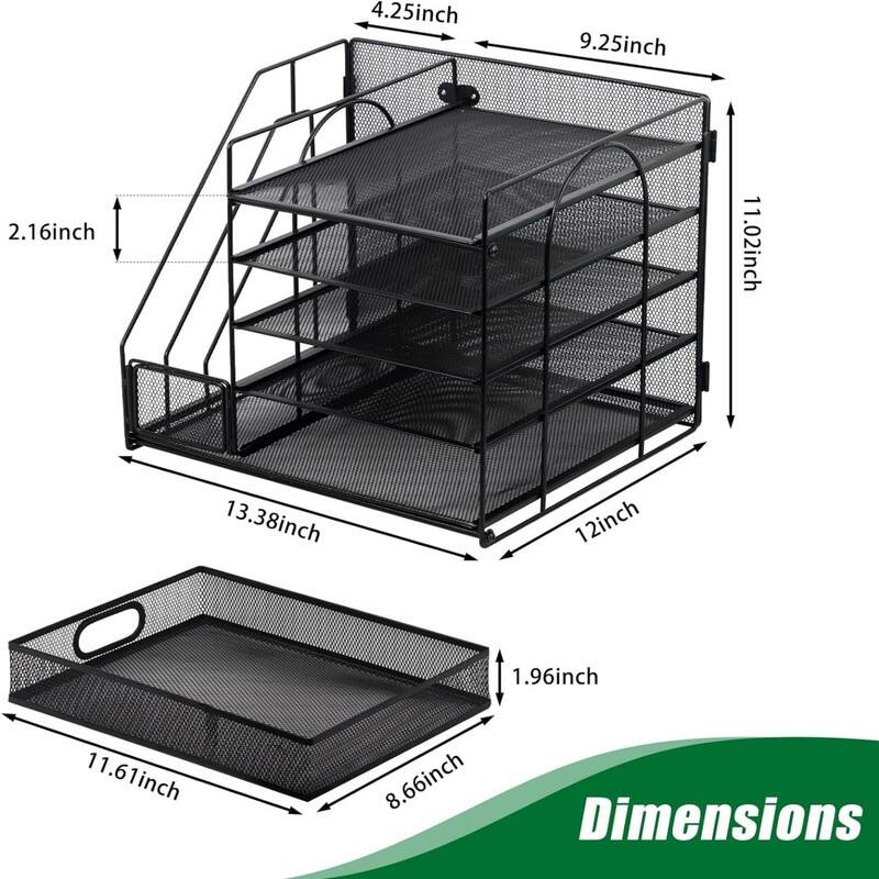 Desk Organizer with Vertical File Holder(Black)