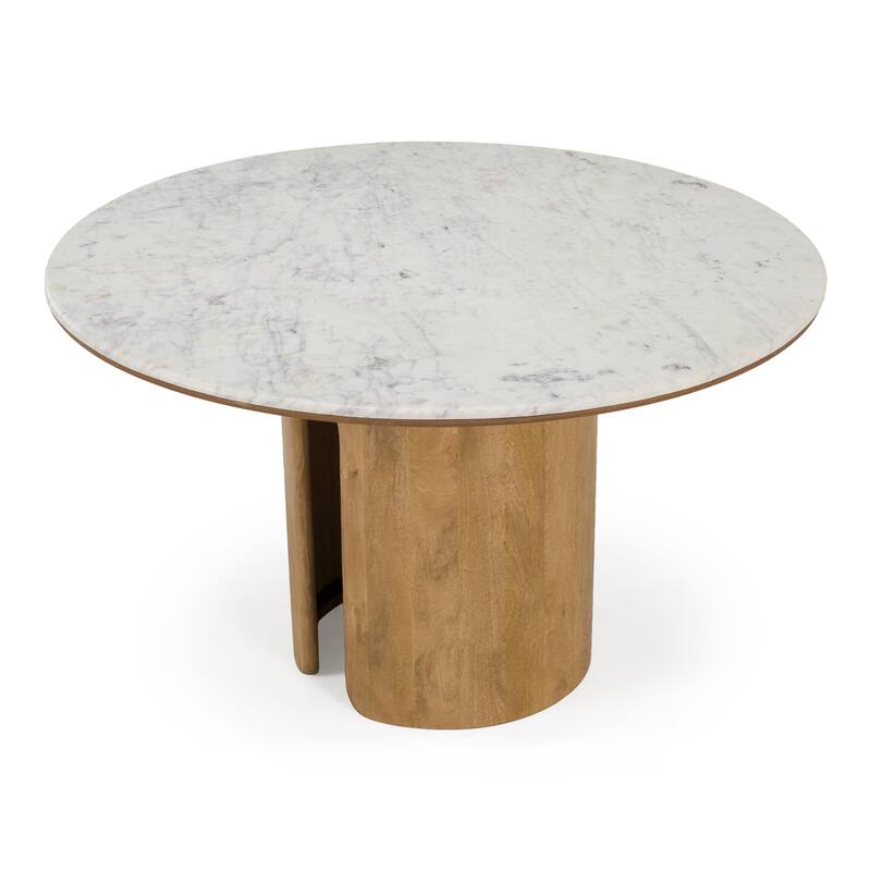 Zorhan Modern White Marble & Mango Round Dining Table