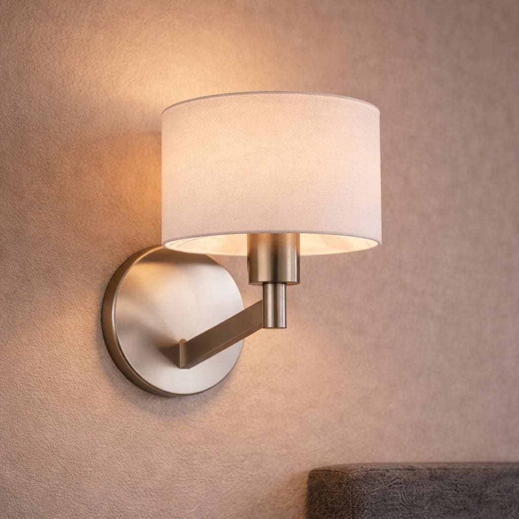 Soplex Brushed Nickel Wall Sconce with Fabric Shade