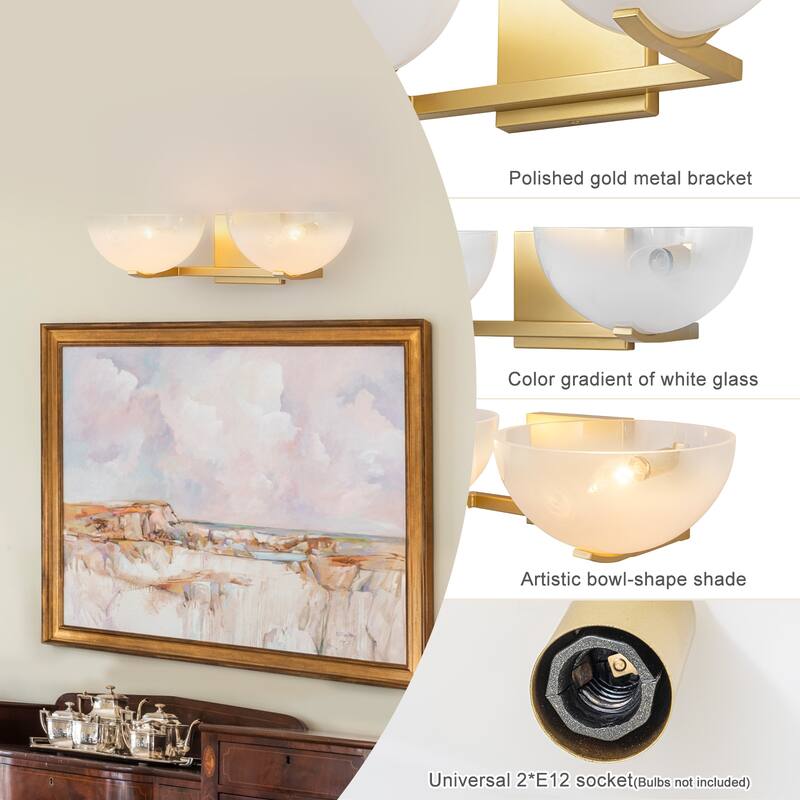 Modern Bowl-Shape Vanity Lights with Gradient White Glass Shades