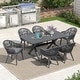 preview thumbnail 14 of 14, PURPLE LEAF Patio Dining Set with Outdoor Aluminium Dining Table and Woven Rattan Chairs 6person