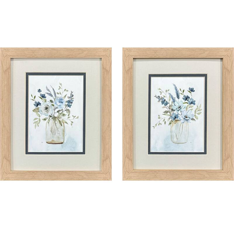 HomeRoots Set Of Two Petite And Sweet Brown Framed Wall Art