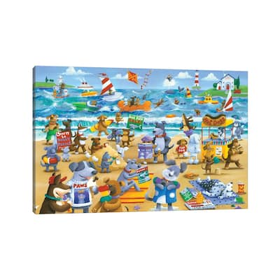 iCanvas "Dogs Beach" by Peter Adderley Canvas Print