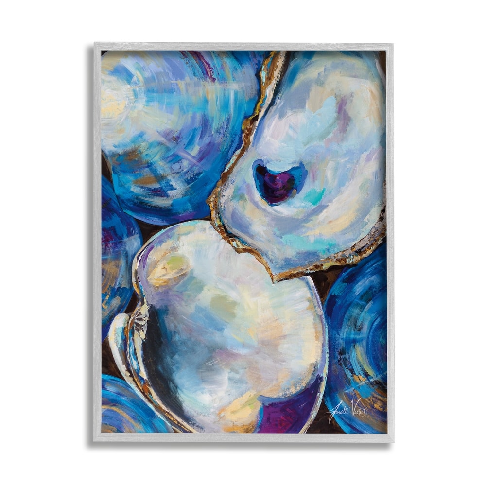 Stupell Expressive Coastal Seashells Abstract Mussel Clam Painting Framed Wall Art - Orange