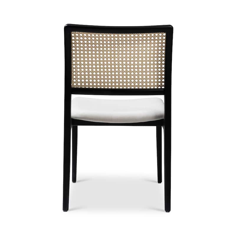 Modern Brazilian - Charlotte - Cane Side Chair - Medley Ivory Seat - Ebano Frame - Natural Cane Webbing