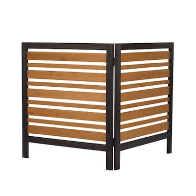 2-Panel Outdoor Air Conditioner Fence Screen, Outside Wood Privacy Fence, Backyard Garden Patio 38" W x 42" H