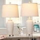 preview thumbnail 8 of 9, Beige Resin Table Lamps 3-way Touch Dimming Switch USB & Type-C Charging Ports AC Outlet (Set of 2)