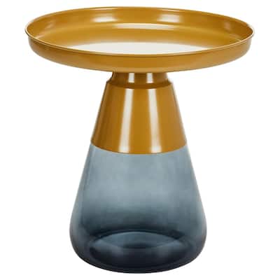 Aeryn Nesting Table, 19" Gold Tray Top With Smoky Gray Base - 19x20