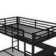 preview thumbnail 10 of 10, Black Full XL Over Twin Bunk Bed with Desk LED USB Storage Shelves for Work and Study