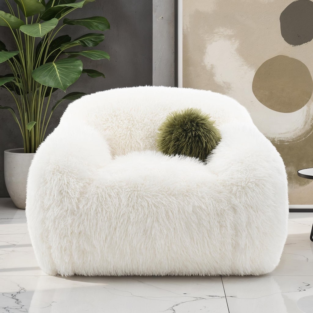 Modern White Finish Swivel Chair with Ball Pillow 1pc