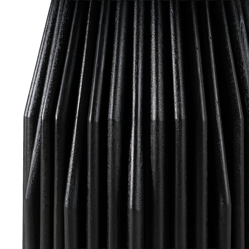 Modrest Jenna Modern Black Marble & Black Mango Round Dining Table