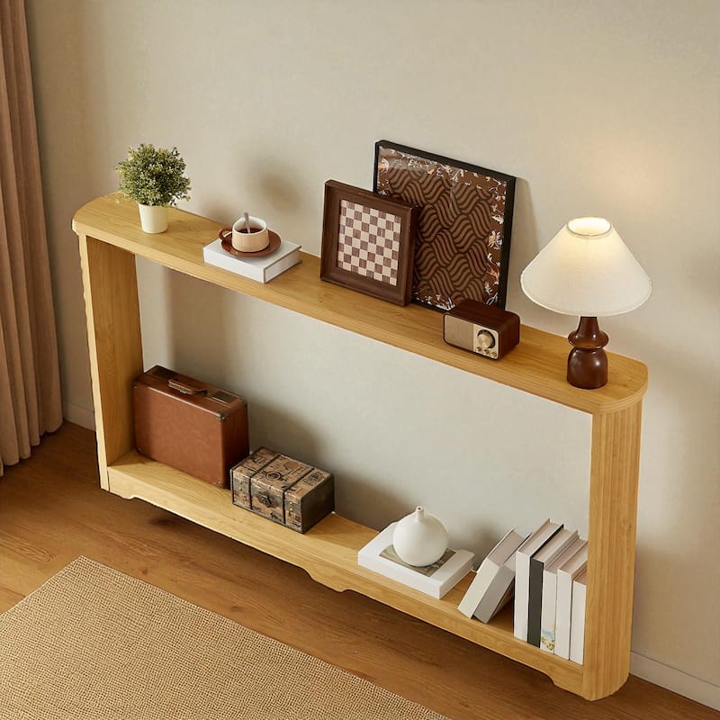 70.1" Modern Corrugated Console Table with Storage Shelf, Narrow Entryway Sofa Table for Hallway or Foyer