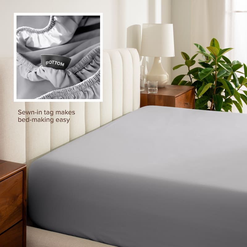 Bare Home Organic Cotton Percale Fitted Bottom Sheet