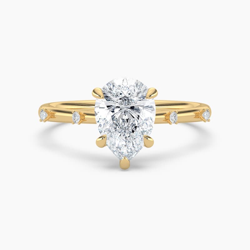 Auriya 14k Gold Petite Diamond Station Pear Lab Grown Engagement Ring 1.00 to 5.00 ct. tw. (F-G, VS) - 5 - 1.75 carats - Yellow