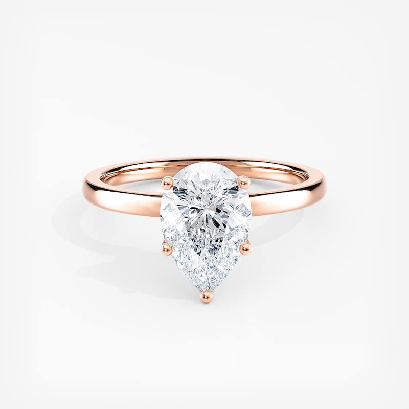 Auriya 14k Gold Lab Grown Pear Ribbon-Halo Diamond Engagement Ring 0.60 to 5.10 ct. tw. (F-G VS) - 1.00 ct. center - 5.5 - Rose