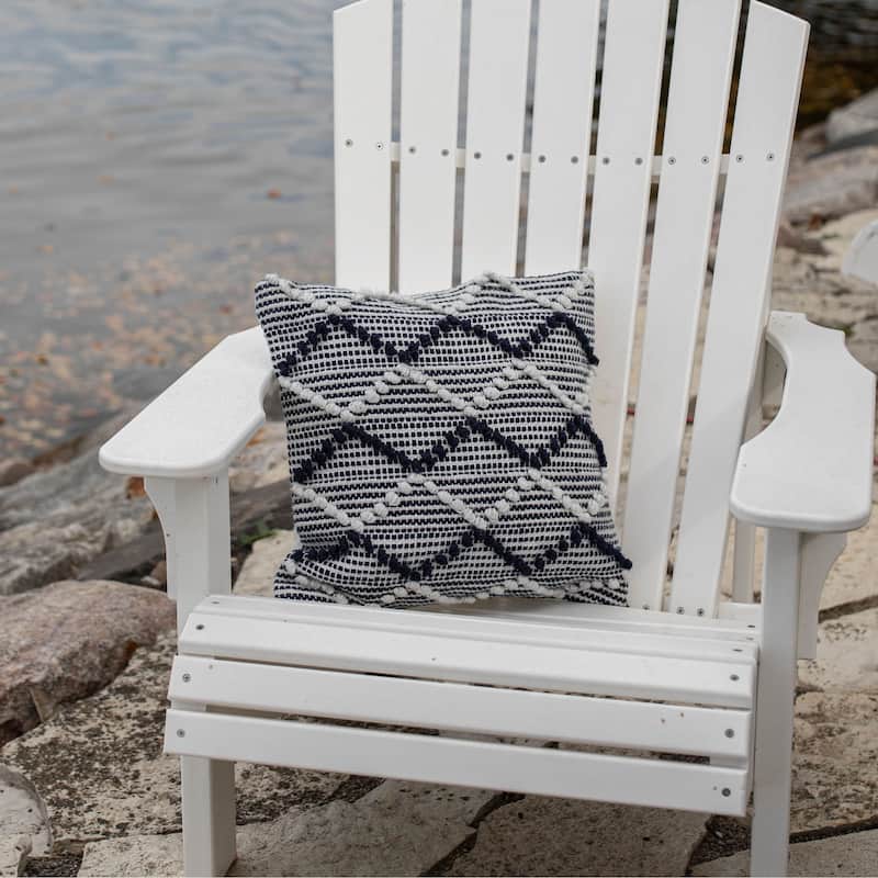 Foreside Home & Garden Blue & White 18x18" Pillow w/Poly Fill - 18X18