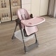 preview thumbnail 3 of 38, Adjustable Foldable Baby High Chair with Tray and Wheels for 0 6 Years Pink