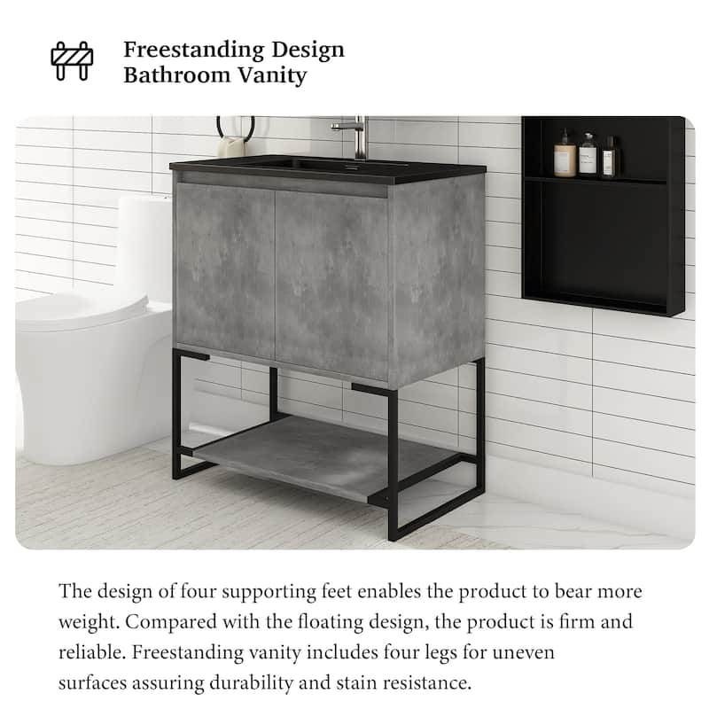 30-inch Freestanding Bath Vanity with Cultured Mable Top