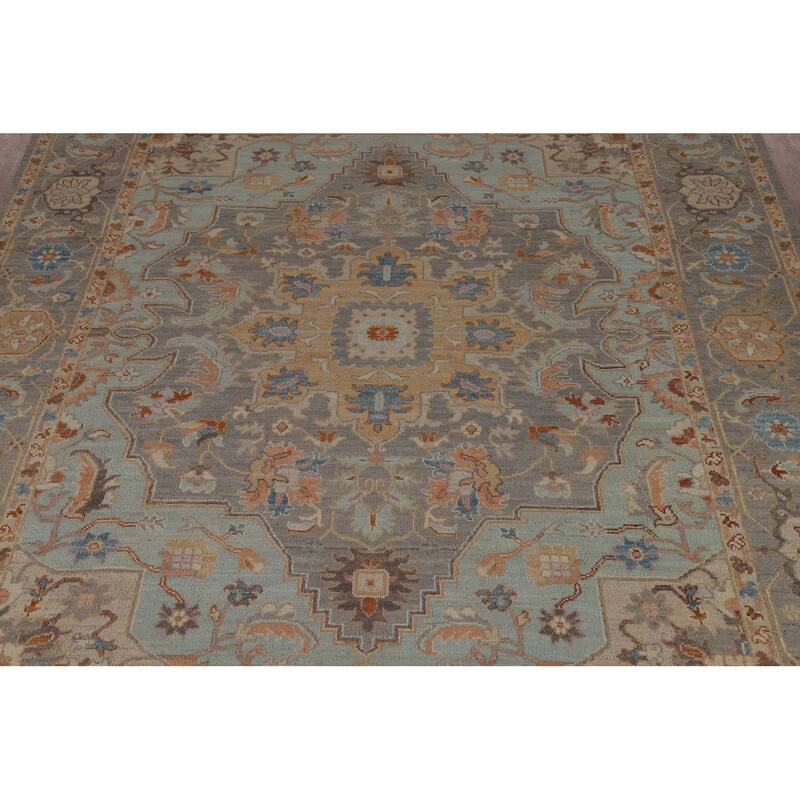 Vegetable Dye Oushak Turkish Area Rug Hand-Knotted Wool Carpet - 8'2" x 9'8"