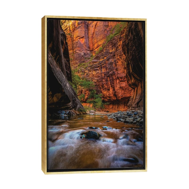 iCanvas "Utah Zion National Park The Narrows Hike I" by Alex G Perez Framed Canvas Print - Gold - 48x32