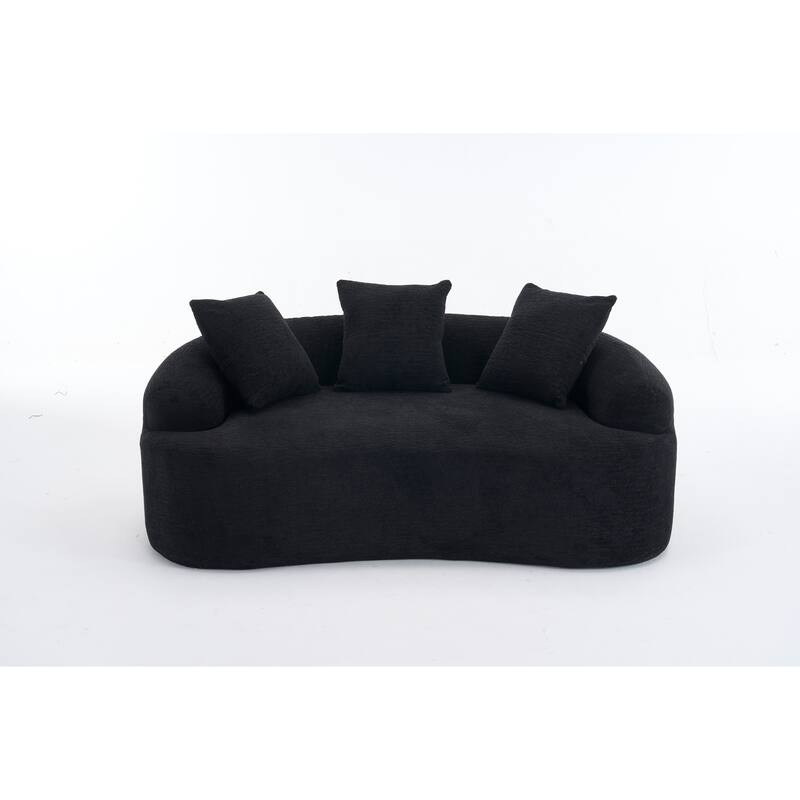Curved Loveseat: Compressed Packaging,No Assembly,Small Sofa for Small Spaces & Apartments,65" L, 300 Lbs, Includes 3 Pillows