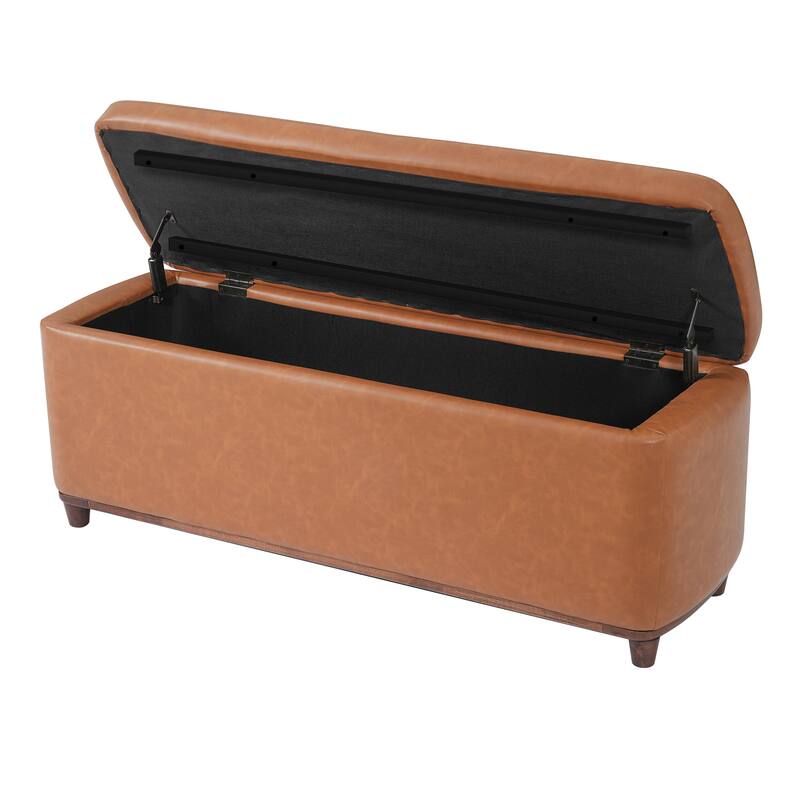 Christopher Knight Home - Modern Aero Upholstered Storage Ottoman Bench with Solid Wood Legs and Lift-Top Storage