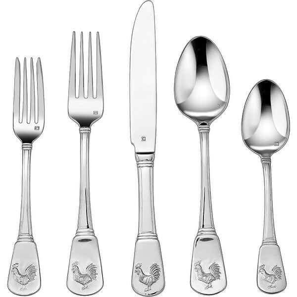 Cuisinart CFE-01-FR20 20-Piece Flatware Set, French Rooster - Bed