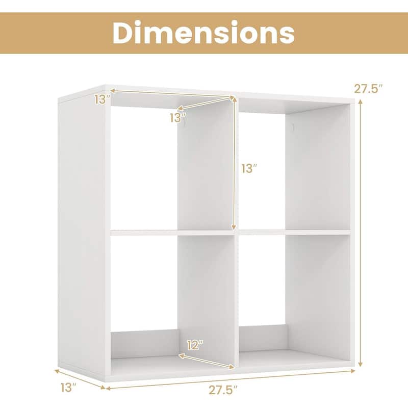 4/6/8/9-Cube Bookcase Freestanding Bookshelf Cube Storage Organizer - 4 Cube
