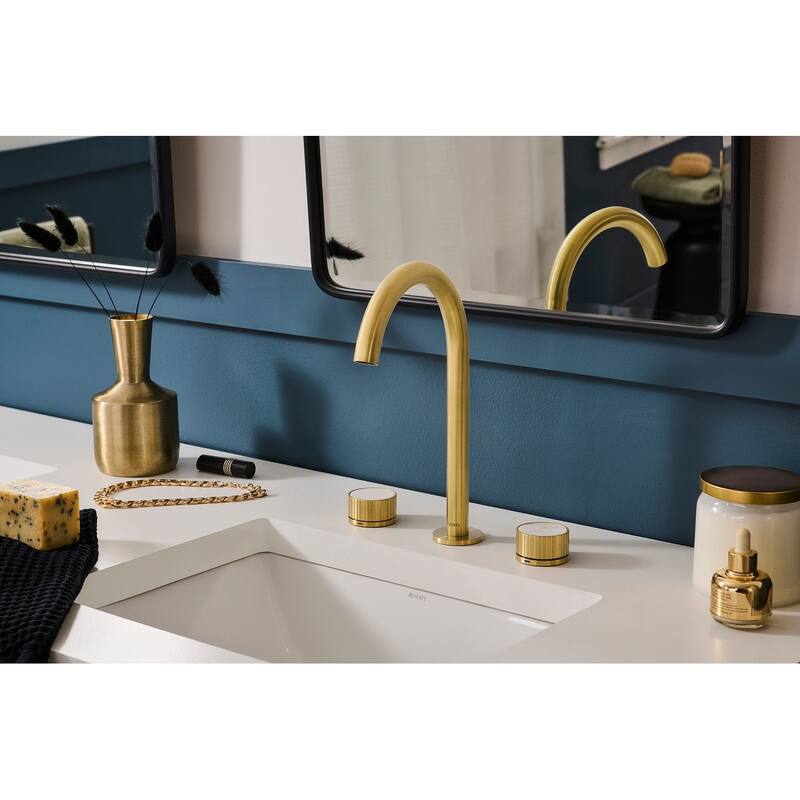 Ruvati Athena Two Handle Stone Marble Inlay Twist Bathroom Faucet in Brushed Gold - RVF5232SG - 7'6" x 9'6"
