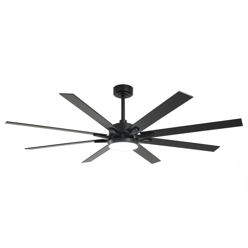 65" Integrated LED White Dimmable Ceiling Fan with Light and Remote - 65" D x 65" W x 13.4" H