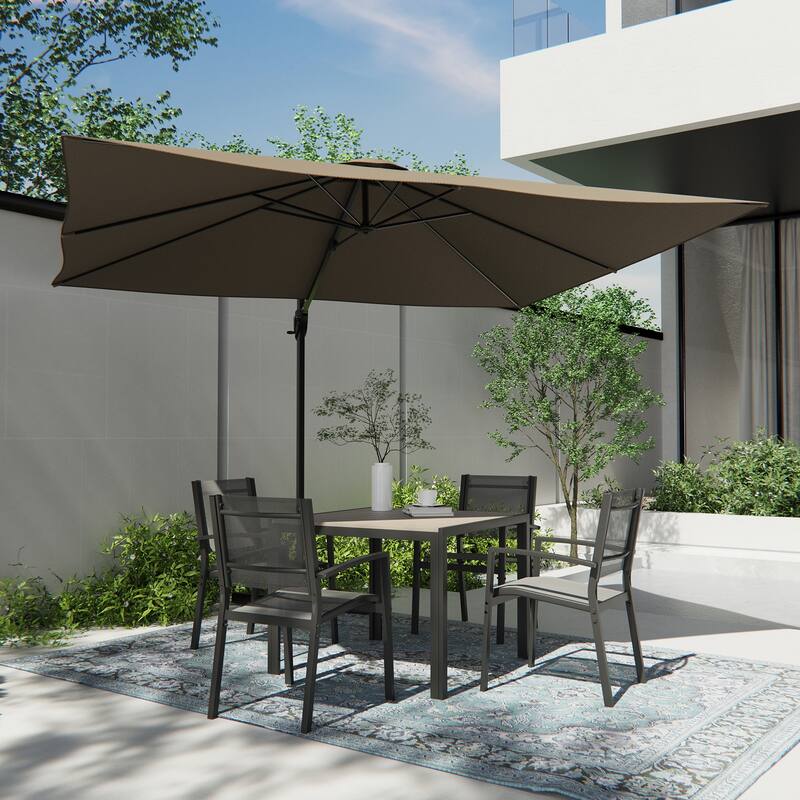 BONOSUKI 10x8FT Cantilever Patio Umbrella 360 Rotation and Canopy