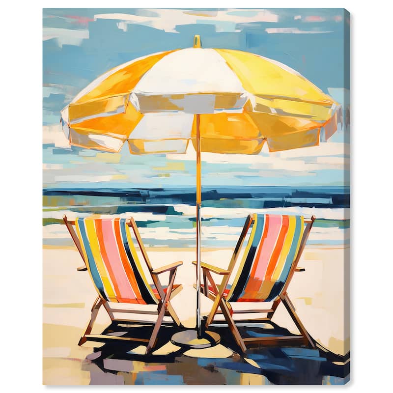 Wynwood Studio Canvas Nautical and Coastal Beach for Two Yellow and Light Blue Nautical & Coastal Wall Art Canvas Print