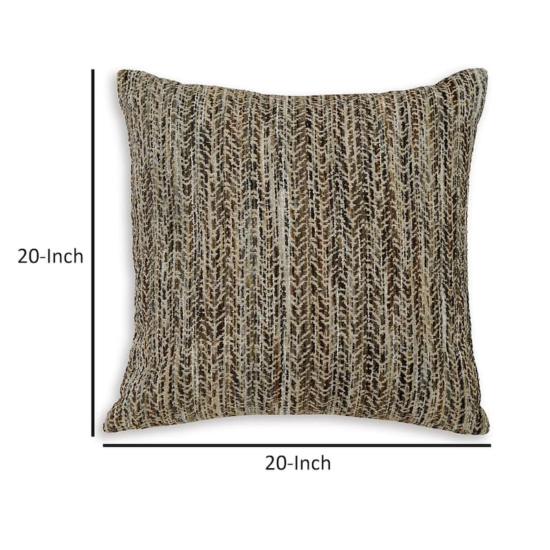 Nera 20 Inch Accent Pillow Set of 4, Distressed Chevron Pattern, Tan Black