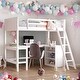 preview thumbnail 2 of 50, Modern Twin Size Wooden Loft Bed With Shelves and Desk,Solid Construction