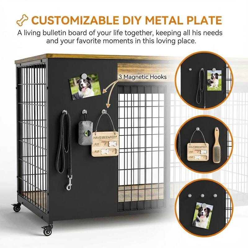 38" 2-Door Dog Crate Furniture for Medium/Large Breed
