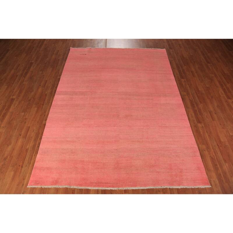 Pink Gabbeh Oriental Area Rug Handmade Wool Carpet - 6'8" x 9'6"