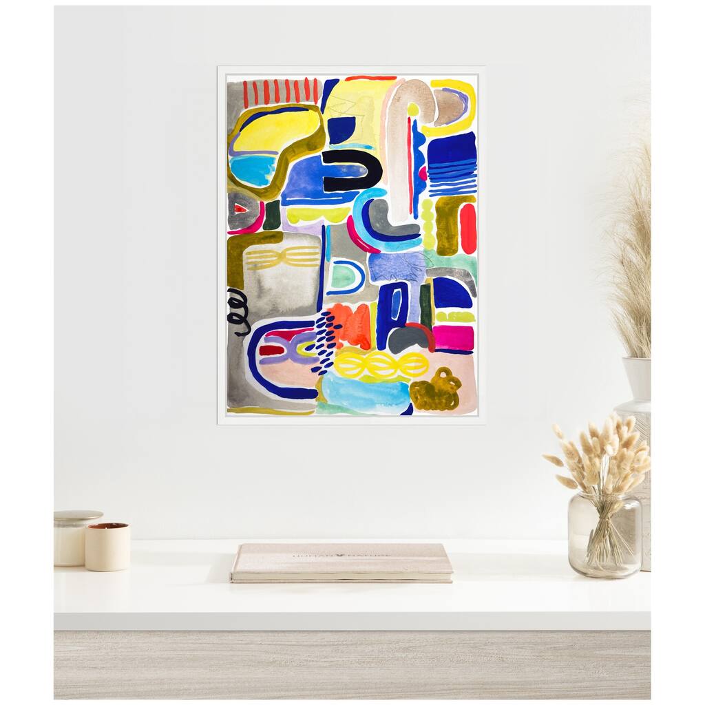 Kate and Laurel Sylvie Abstract 06 Framed Canvas by Emma Daisy
