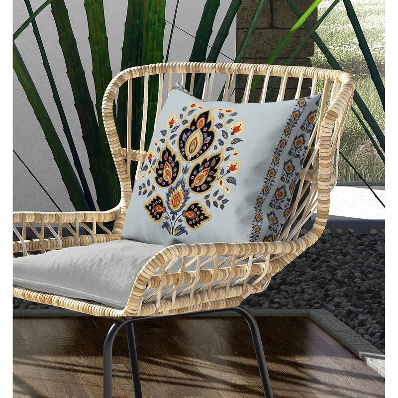 Vintage Verve Indoor/Outdoor Reversible Throw Pillow Blue and Black