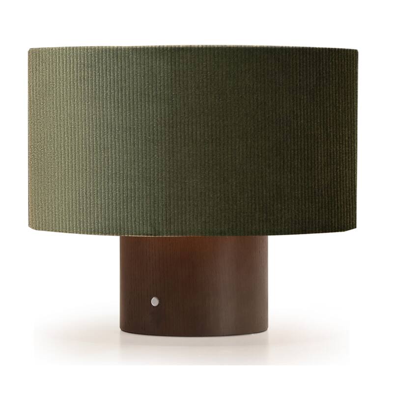 10 in. Modern Small Table Lamp with Corduroy Shade and Touch Switch for Kid Room, Living Room - Green