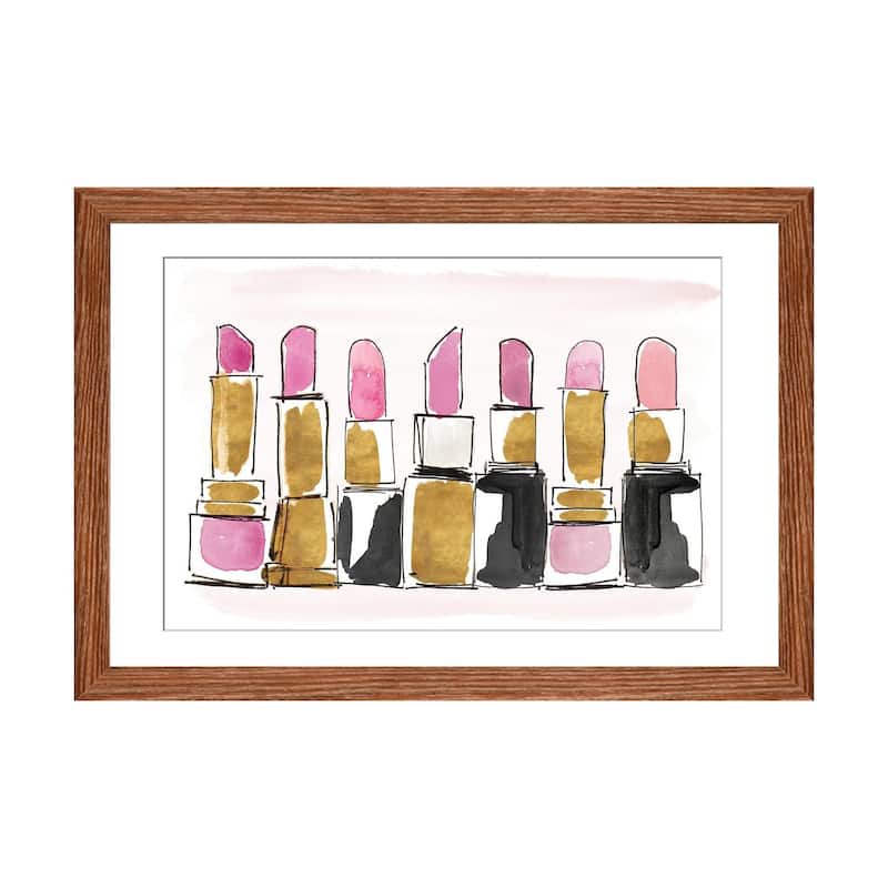iCanvas "Watercolor Lipsticks" by Lanie Loreth - Walnut - 16x24x1