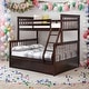 preview thumbnail 1 of 48, Twin over Full Wooden Bunk Bed with Storage Drawers,Ladder and Safety Guard Rails Espresso