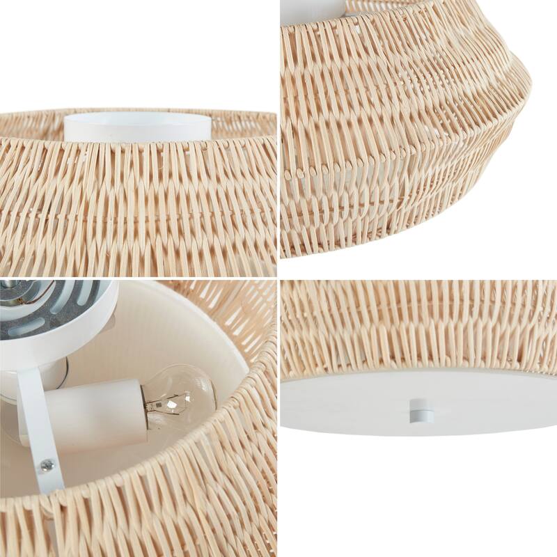 INK+IVY Mililani Boho Bamboo Flush Mount Ceiling Light