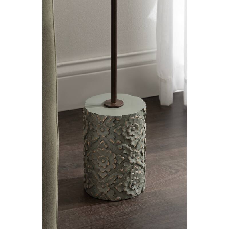 Kate and Laurel Joya Carved Wood and Metal Drink Table