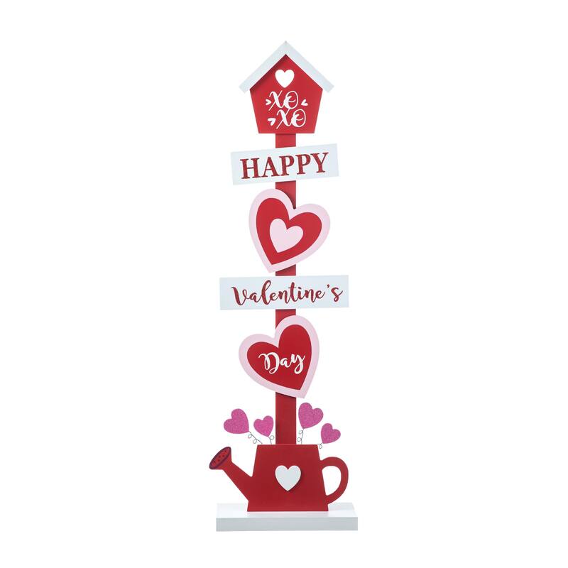 Glitzhome 35.75"H Valentine's Wooden Heart & Love House Porch Decor