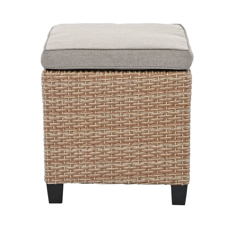 6-Piece Outdoor Patio Rattan Sofa Set with Dining Table, Chair, and Stools