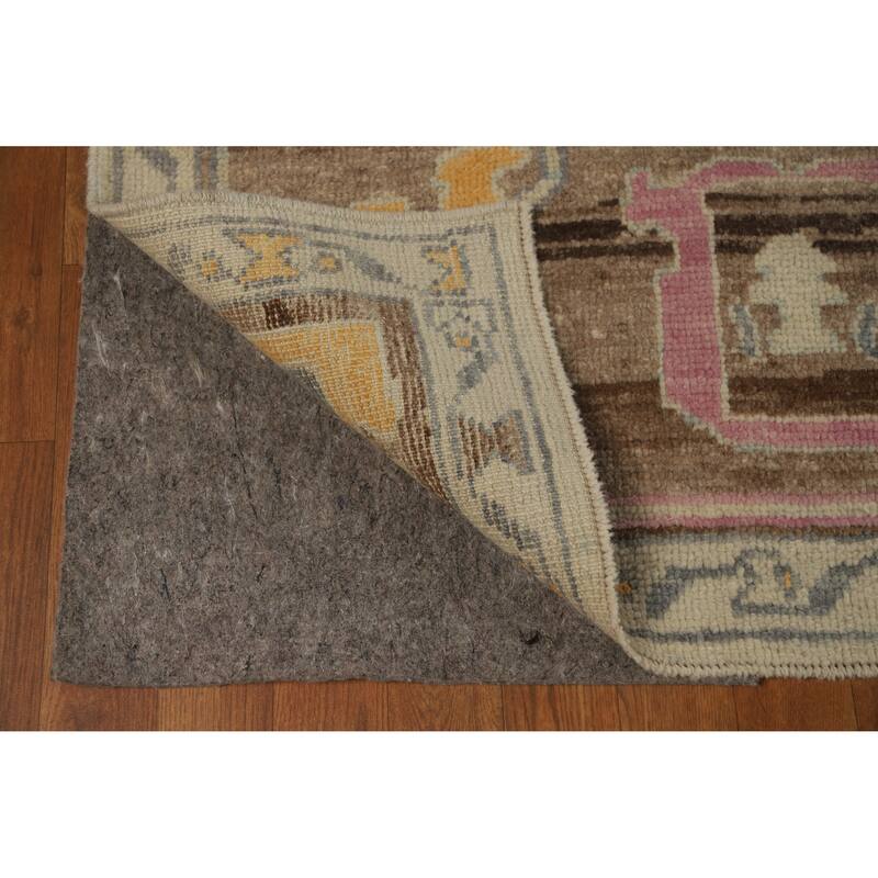 Hand Knotted Oriental 100% Wool Carpet Transitional All-Over Beige & Ivories Oushak Area Rug - 11' 11'' X 8' 8''