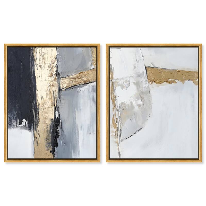 Cracks of Creation II Canvas Set of 2 by Art Remedy - 16" x 20" - Gold