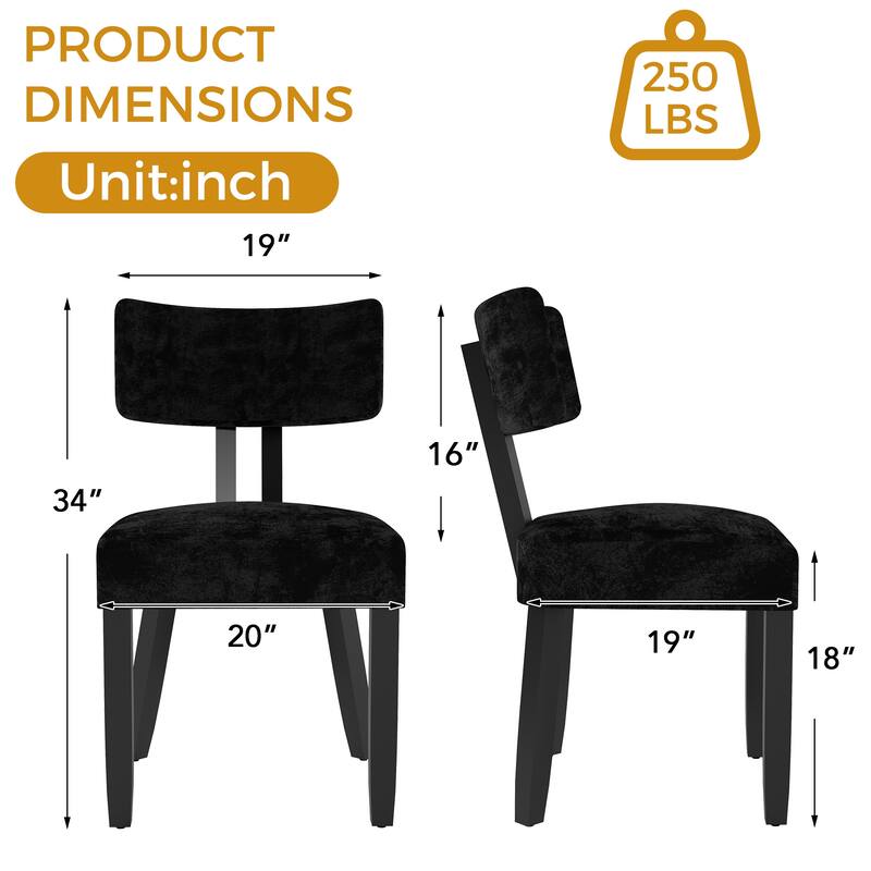 Mid-century Fabric Upholstered Dining Chairs in Black Legs